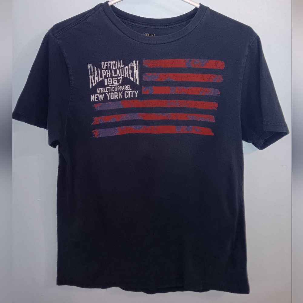 Vintage Polo by Ralph Lauren Short Sleeve Tee Shirt Red and Blue Graphic